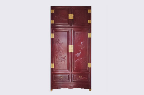 武威高端中式家居装修深红色纯实木衣柜