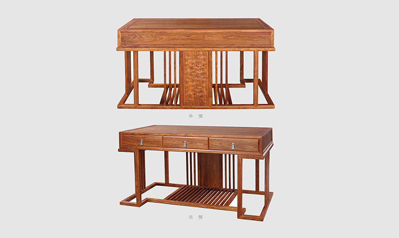 武威 别墅中式家居书房装修实木书桌效果图
