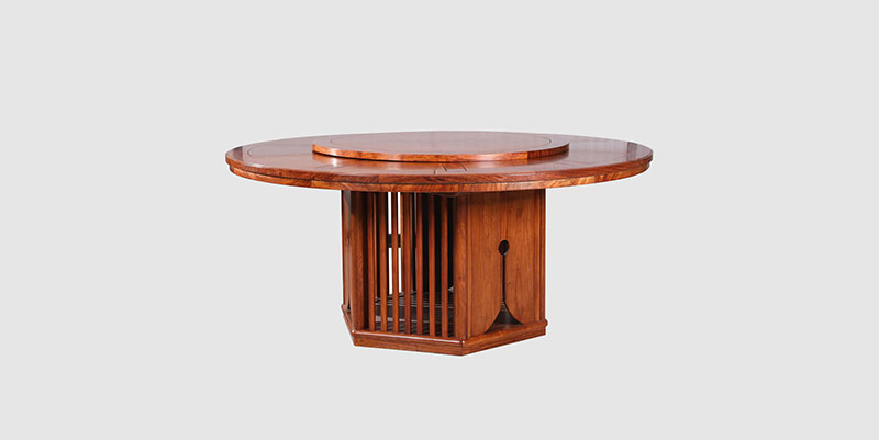 武威中式餐厅装修天地圆台餐桌红木家具效果图